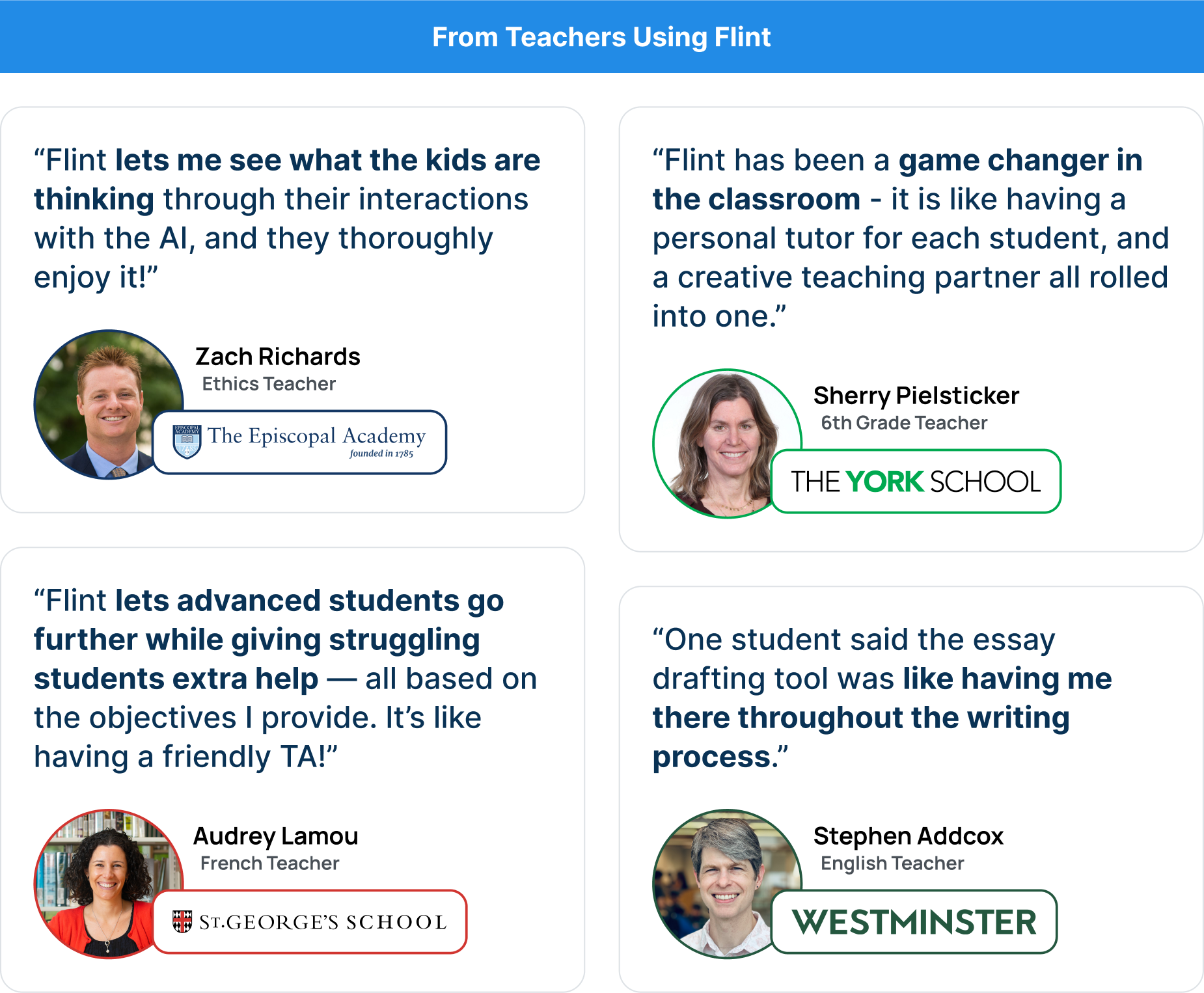 Four teacher testimonials on how Flint personalizes support for every student