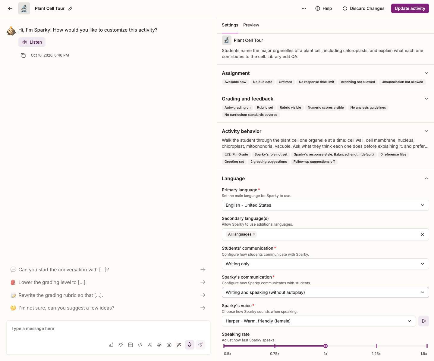 Primary and secondary languages and communication settings in Language