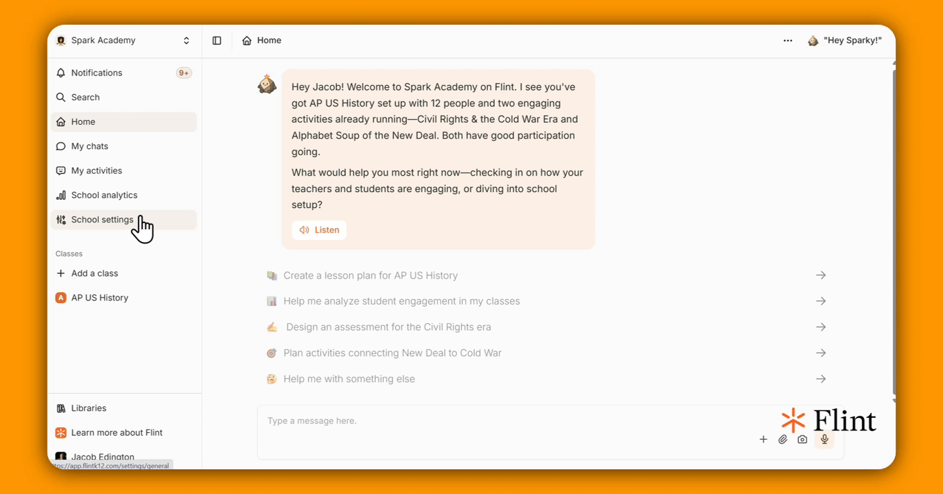 Opening Analytics, the Alignment tab, then a flagged message to see it highlighted in the chat