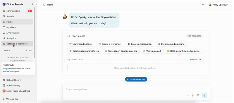 Opening Settings & members, selecting SIS and LMS, adding a new integration, then authorizing it with Edlink