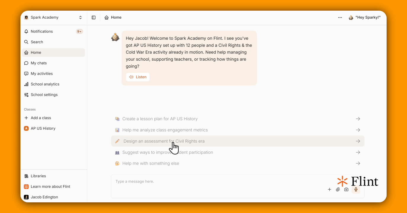Opening the Gradebook from a class's sidebar to view activities and student grades