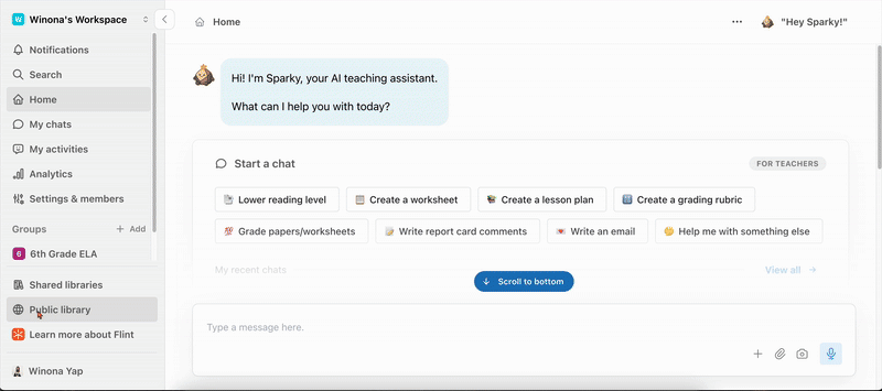 Navigating to the public library and opening an activity's details popup